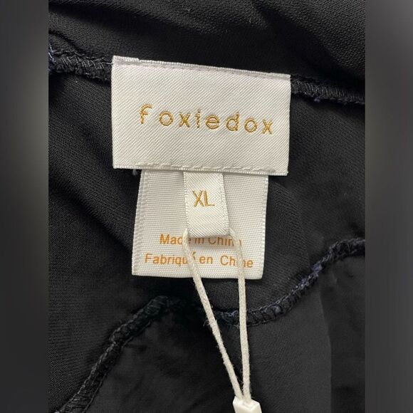 NWT Foxiedox Anthropologie Clarinda Lace Midi Dress Navy Blue Women's XL Tiered - Picture 10 of 12